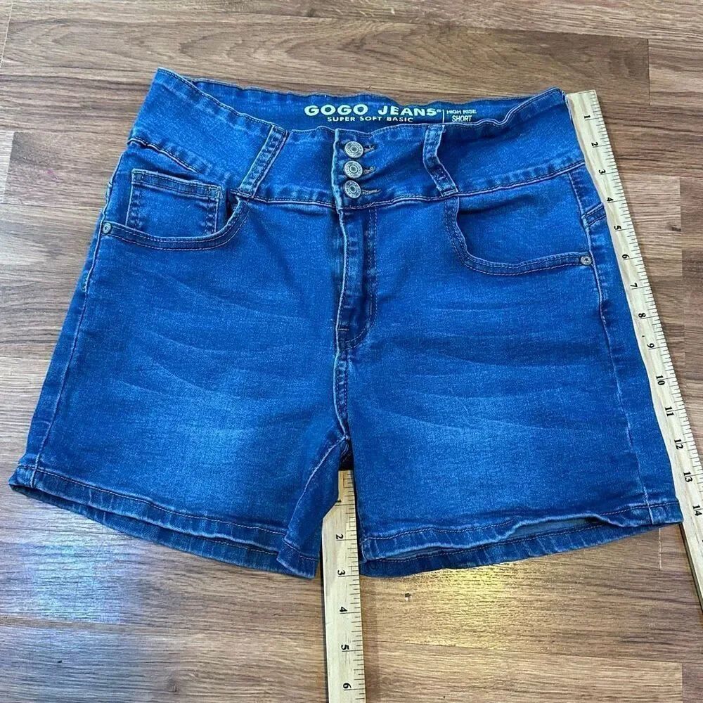 Gogo Jeans High Waisted Denim Blue Jean Shorts | Junior Size 13